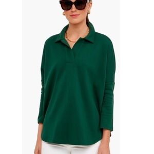 Pomander Place Tuckernuck Forest Green Easy Polo Swing Sweatshirt M/L